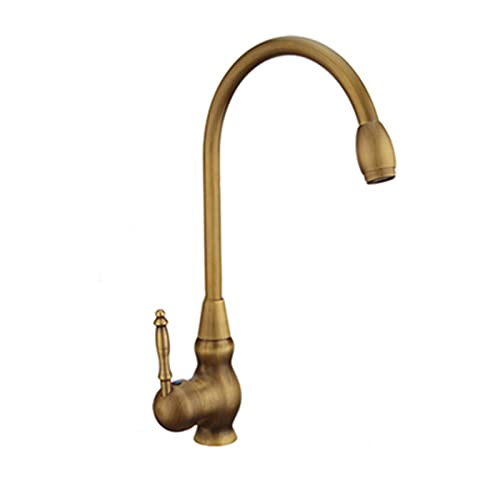 Küchenspüle Wasserhahn aus antikem Messing mit 360° schwenkbarem Auslauf Einhebel Kalt Warmwasserhahn for Waschbecken im Bauernhaus(Faucet-3) von POADGBCN
