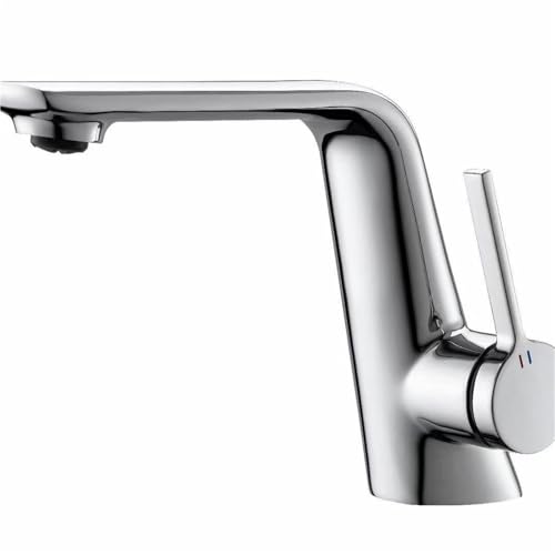 Luxuriöser Badezimmerhahn aus Messing moderner 1 Loch Einhandgriff mit Kalt Warmwasser Doppelsteuerung eleganter Wasserhahn for die Küchenspüle(Silver) von POADGBCN