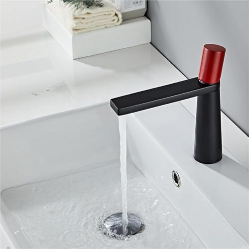 Luxuriöser moderner Einhebel-Mischhahn for Küchenzeile und Badezimmer eleganter Design-Waschtischhahn for Kalt und Warmwasser(Black and Red Short) von POADGBCN