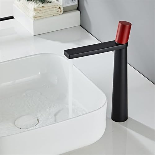 Luxuriöser moderner Einhebel-Mischhahn for Küchenzeile und Badezimmer eleganter Design-Waschtischhahn for Kalt und Warmwasser(Black and Red Tall) von POADGBCN