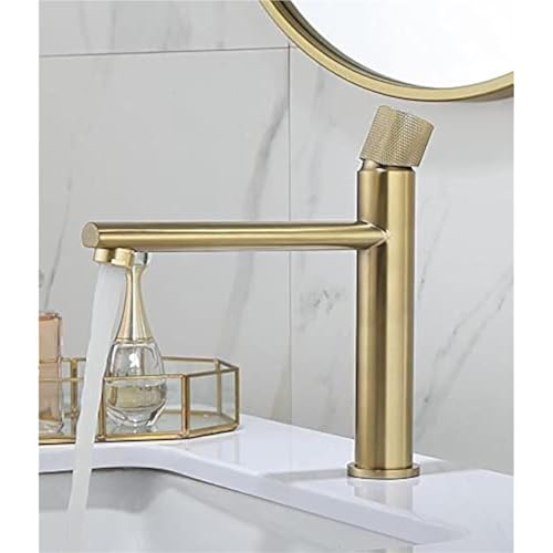 Luxuriöser nordeuropäischer Wasserhahn for Badezimmerwaschbecken leichtes elegantes Einhebelwaschbecken mit Warm und Kaltwassermischer(Brush Gold Short) von POADGBCN