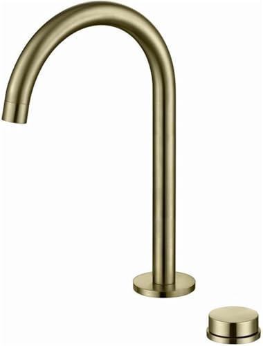 Moderner 2 Loch Waschtischhahn mit 360°Schwenkauslauf Mischbatterie for heißes und kaltes Wasser for Waschtische(Gold) von POADGBCN