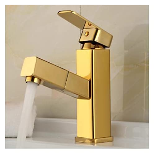 Moderner Badezimmerhahn mit Ausziehfunktion Einhebel Mischbatterie for die Küchenspüle mit Messingkonstruktion(Gold-1) von POADGBCN