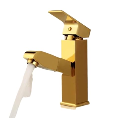 Moderner Badezimmerhahn mit Ausziehfunktion Einhebel Mischbatterie for die Küchenspüle mit Messingkonstruktion(Gold-2) von POADGBCN