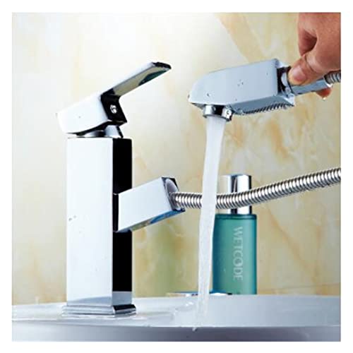Moderner Badezimmerhahn mit Ausziehfunktion Einhebel Mischbatterie for die Küchenspüle mit Messingkonstruktion(Silver-1) von POADGBCN