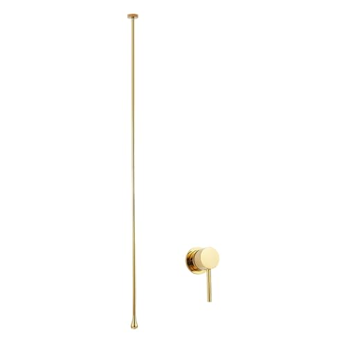 Moderner Badezimmerhahn zur Deckenmontage mit Wassertropfen Design Einhebel Heiß Kalt Mischbatterie for Badewannenbecken(In-wall switches-Gold) von POADGBCN