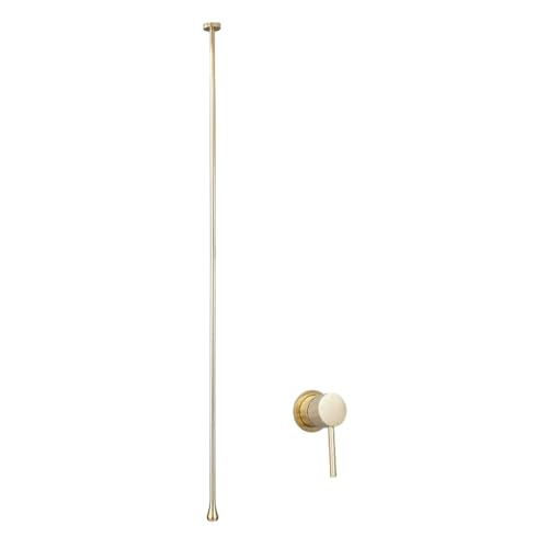 Moderner Badezimmerhahn zur Deckenmontage mit Wassertropfen Design Einhebel Heiß Kalt Mischbatterie for Badewannenbecken(In-wall switches-brushed gold) von POADGBCN