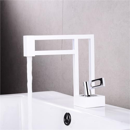 Moderner Einhebel Badezimmerhahn aus Messing Einlochmontage Waschtischarmatur for die Deckmontage for Badezimmer im Wohnmobil(White silver) von POADGBCN