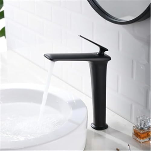 Moderner Einhebel Badezimmerhahn aus Messing mit Kalt und Warmwassermischer(Black Tall) von POADGBCN