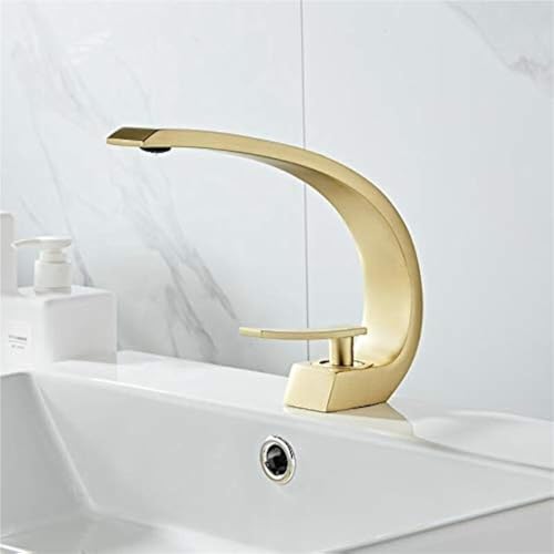 Moderner Einhebel Waschbeckenhahn for Küche und Bad langlebiger Messinghahn for Waschtisch Einlochmontage(Brushed Gold) von POADGBCN