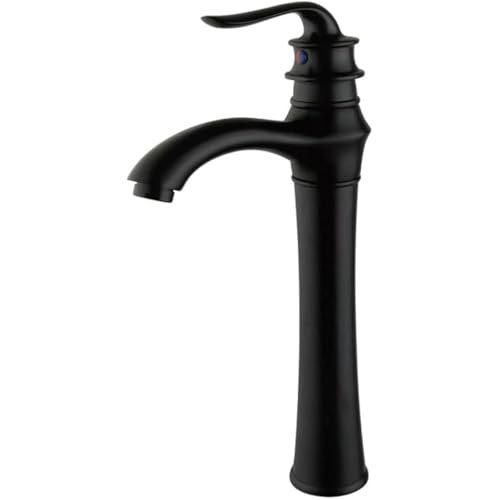 Moderner Einhebel Waschtischhahn aus Messing langlebiger Mischbatterie for kaltes und heißes Wasser for Küchenspüle und Badezimmer(Black,Tall) von POADGBCN