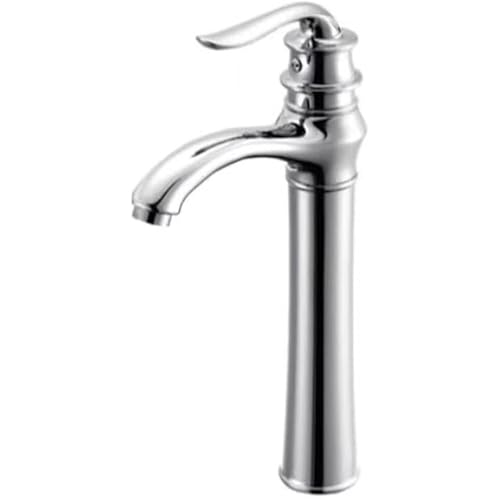 Moderner Einhebel Waschtischhahn aus Messing langlebiger Mischbatterie for kaltes und heißes Wasser for Küchenspüle und Badezimmer(Silver,Tall) von POADGBCN