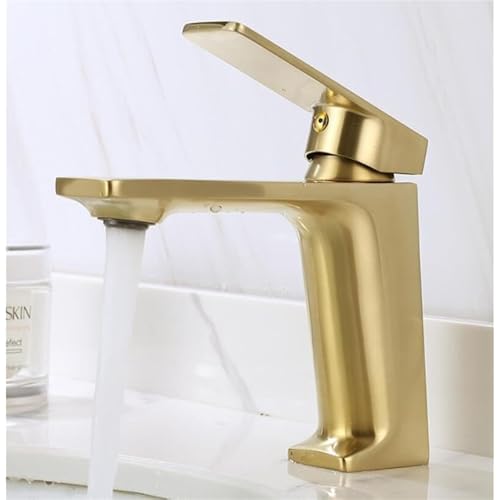 Moderner Einhebel Waschtischhahn aus Messing mit Wasserfall Heiß Kaltmischbatterie for elegante Waschbecken(Gold) von POADGBCN