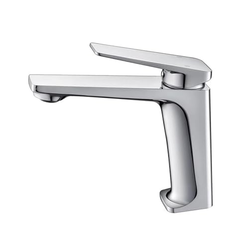 Moderner Einhebel Waschtischhahn aus Messing mit Wasserfall Heiß Kaltmischbatterie for elegante Waschbecken(Silver) von POADGBCN