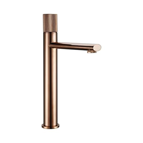 Moderner Einloch Waschtischhahn for die Deckmontage mit gerändeltem Griff Mischbatterie for heißes und kaltes Wasser for das Waschbecken(Rose Gold tall) von POADGBCN