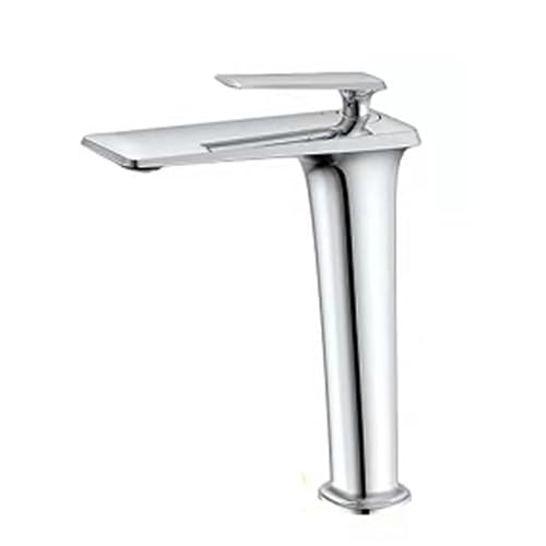 Moderner Einloch Waschtischhahn mit Einzelgriff Messing Waschbeckenhahn for elegante Arbeitsplatten(Silver,Tall) von POADGBCN