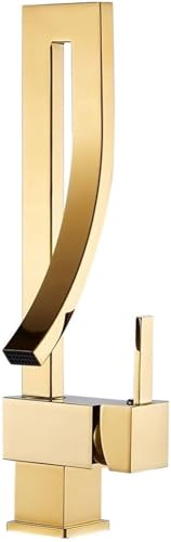 Moderner Waschbeckenhahn aus Messing mit Warm und Kaltwasser Einlochmontage Badezimmer Mischbatterie for Waschbecken(Gold) von POADGBCN