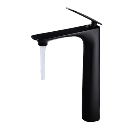 Moderner Waschbeckenhahn aus Messing mit Warm und Kaltwassermischer langlebiger Haushaltshahn for Waschbecken(Black,Tall) von POADGBCN