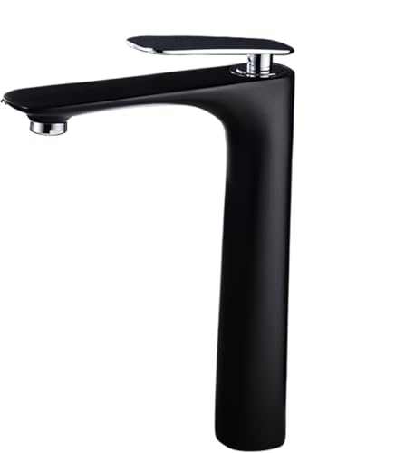 Moderner Waschbeckenhahn aus Messing mit Warm und Kaltwassermischer langlebiger Haushaltshahn for Waschbecken(Black silver,Tall) von POADGBCN