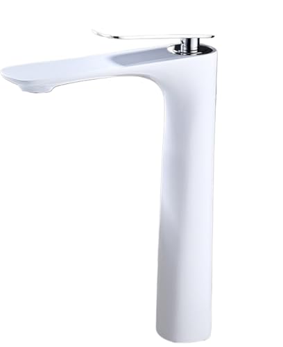 Moderner Waschbeckenhahn aus Messing mit Warm und Kaltwassermischer langlebiger Haushaltshahn for Waschbecken(White silver,Tall) von POADGBCN
