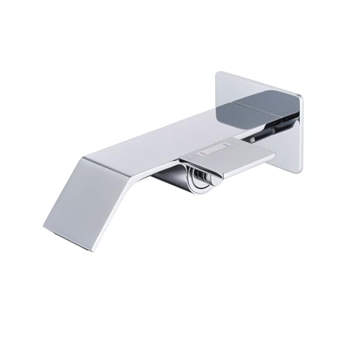 Moderner an der Wand montierter Wasserfall-Badezimmerhahn, langlebiger verdeckter Einhebel Waschtisch Mischhahn aus Messing for Waschbecken(Silver) von POADGBCN