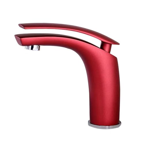 Modernes Messingbad Langlebiger Einhebel Waschtischhahn Heiß und Kaltwasser Mischbatterie for Waschbecken(Gold,Short) von POADGBCN