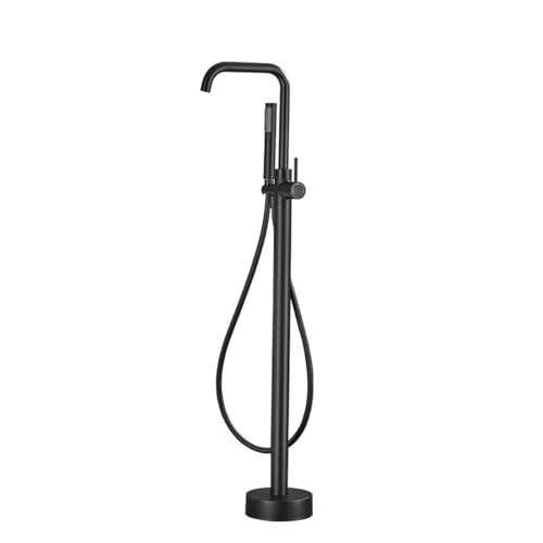 POADGBCN Drehbarer Wasserhahn fürs Badezimmer mit Duschset 360° freistehende Badewannen Duschmischbatterie Badewannen Duschkombination mit Einzelgriff(Black) von POADGBCN