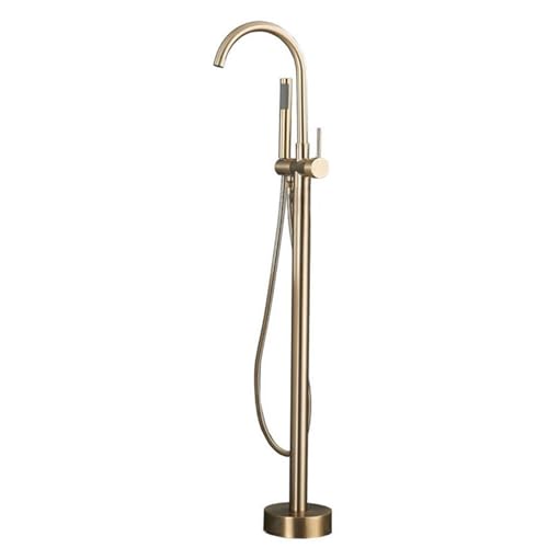 POADGBCN Drehbarer Wasserhahn fürs Badezimmer mit Duschset 360° freistehende Badewannen Duschmischbatterie Badewannen Duschkombination mit Einzelgriff(Brushed Gold) von POADGBCN