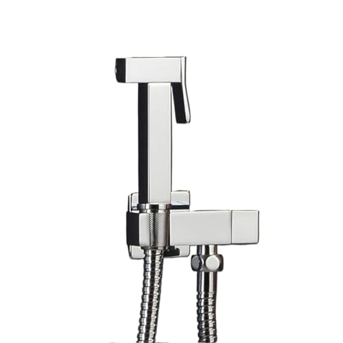 POADGBCN Messing Bidet WC Sprüharmatur Set zur Wandmontage mit Duschmischbatterie runder Griff for Badezimmer Bidet Waschmaschine(Silver) von POADGBCN