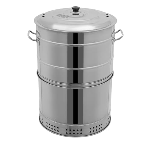 Rauchfreier BBQ Holzkohle Fassgrill tragbarer Edelstahl Rundgrillofen mit 50 Spießen for unterwegs und for Kochen im Freien von POADGBCN
