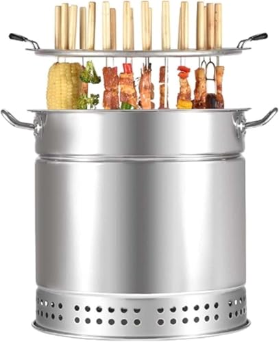 Rauchfreier Holzkohle Smoker Fassgrill mit 360° drehbarem tragbarem Outdoor Kochgrill for Camping Tailgating Hinterhof(Small) von POADGBCN