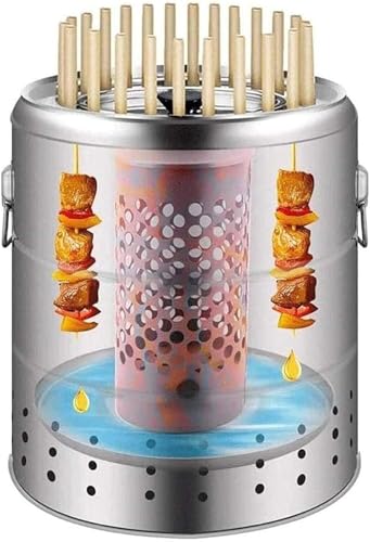 Rauchfreier Holzkohlefass BBQ Grill Edelstahl Hängeofen mit 28 Kebab Spießen for Camping Hinterhof Tailgating Rauchfreier Holzkohlefass BBQ Grill Edelstahl Hängeofen mit 28 Kebab Spießen for Camping Hinterhof Tailgating von POADGBCN