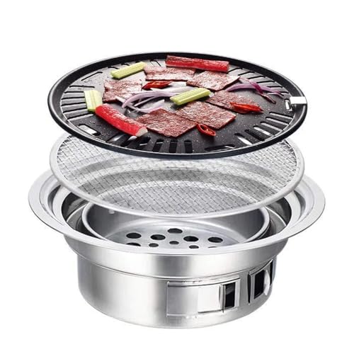 Runder tragbarer Holzkohlegrill aus Edelstahl rauchfreier BBQ Grill for drinnen und draußen for Zuhause Camping Picknickpartys Runder tragbarer Holzkohlegrill aus Edelstahl rauchfreier BBQ Grill for drinnen und draußen for Zuhause Camping Picknickpartys von POADGBCN