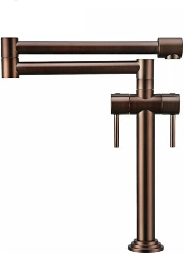 Topffüller Wasserhahn aus massivem Messing klappbarer Küchenhahn zur Wandmontage dehnbarer Wasserhahn mit Doppelgelenk-Design for die Küchenarbeitsplatte(Brown) von POADGBCN
