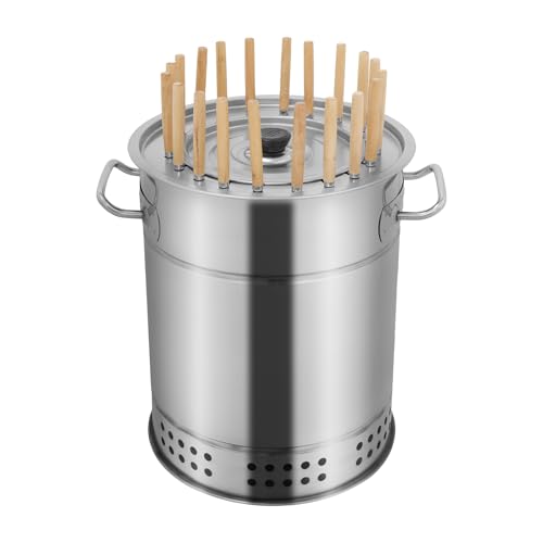 Tragbarer 2 in 1 Holzkohle Fassgrill Edelstahl Kebab BBQ Grill for Camping Picknicks Partys Kochen im Freien(Medium) von POADGBCN