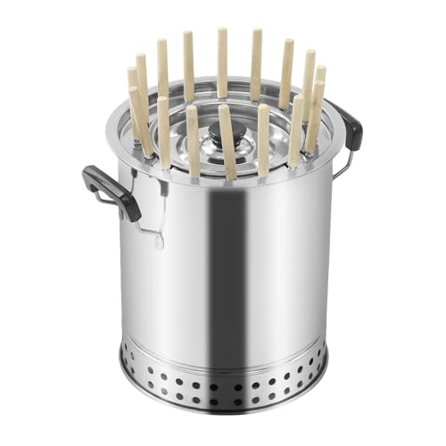 Tragbarer Edelstahl BBQ Fassgrill Smoker 2 in 1 Holzkohlegrill mit Zubehör for Camping Picknicks Partys Strand(Small) von POADGBCN