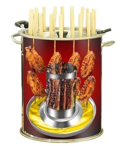 Tragbarer rauchfreier Grill Holzkohlegrill Edelstahl 360°Umrandung Hängefass for Kochen im Freien Camping von POADGBCN