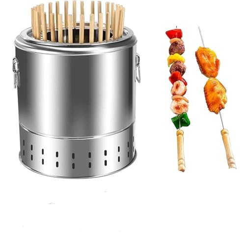 Tragbarer rauchfreier Holzkohle Fassgrill Edelstahl vertikaler BBQ Hängeofen for das Kochen im Innen und Außenbereich Camping(20pcs) von POADGBCN