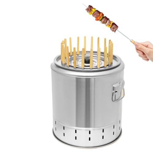 Tragbarer rauchfreier Holzkohle Fassgrill aus Edelstahl BBQ Grill for Picknicks Camping Terrasse Kochen im Freien von POADGBCN