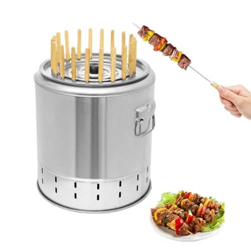 Tragbarer rauchfreier Holzkohle Fassgrill aus Edelstahl for Picknicks Camping Reisen Partys und Strände von POADGBCN