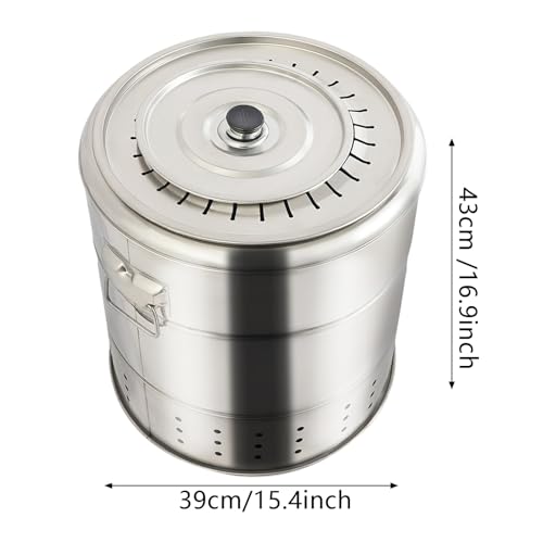 Tragbarer rauchfreier Holzkohlegrill aus Edelstahl 360°Braten Kebab Grillofen mit großer Kapazität for Camping Picknick(Round-1) von POADGBCN