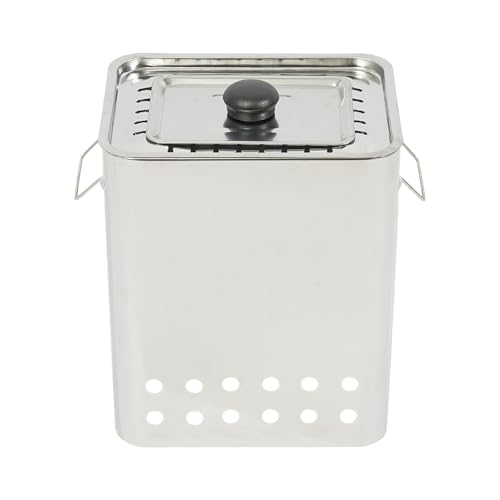 Tragbarer rauchfreier Holzkohlegrill aus Edelstahl 360°Braten Kebab Grillofen mit großer Kapazität for Camping Picknick(Round-3) von POADGBCN