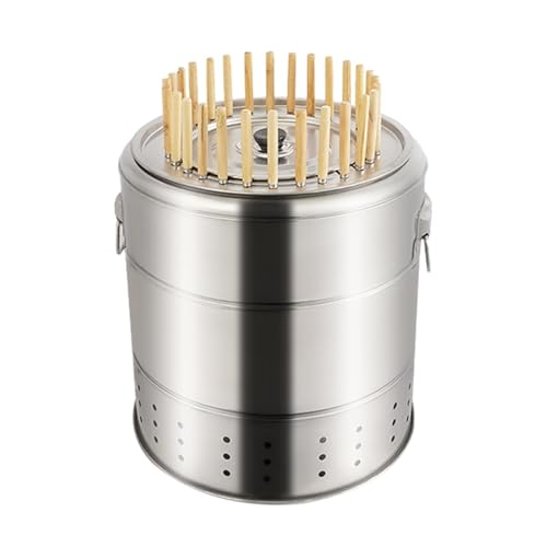 Tragbarer rauchfreier Holzkohlegrill mit großer Kapazität 360°Drehspieß Kebab Grill aus Edelstahl for Camping Picknick von POADGBCN