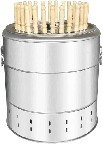 Tragbarer rauchfreier Holzkohlegrill mit großer Kapazität Hängegrill 360° drehbarer Fassofen aus Edelstahl for drinnen und draußen(20pcs) von POADGBCN