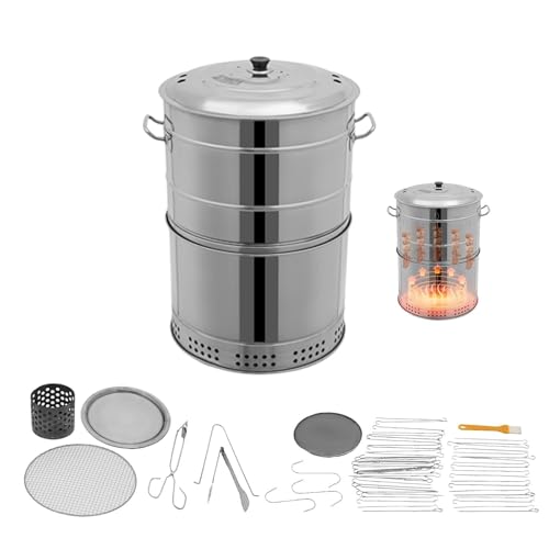 Tragbarer vertikaler 2 in 1 Holzkohlegrill rauchfreier Edelstahl Fassgrill robustes rundes Design for den Innen und Außenbereich Tragbarer vertikaler 2 in 1 Holzkohlegrill rauchfreier Edelstahl Fassgrill robustes rundes Design for den Innen und Außenbereich von POADGBCN