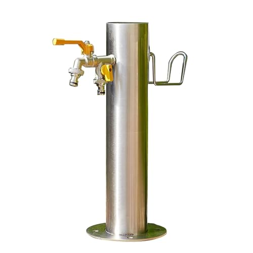 Vertikale Garten Wassersäule aus Edelstahl 304 freistehende Außensäule mit Doppelauslaufhahn zur Bewässerung(50cm) von POADGBCN