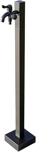 Vertikale quadratische Wassersäule aus Edelstahl 304 for den Außenbereich mit Doppelhahn Frostschutzhydrant for Rasen Garten Bewässerung(Black,96cm/38in) von POADGBCN