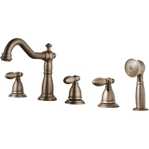 Vintage Badewannenarmatur mit Handbrause 3 Griffe, 5 Löcher Messing Badewannenarmatur Set Badewannen-Duschmischbatterie for Badewannen(Antique) von POADGBCN