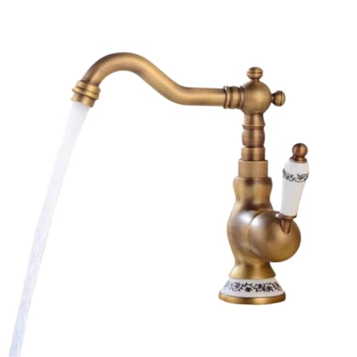 Vintage Küchenspüle Wasserhahn for Bar Bauernhaus 360° schwenkbar antiker Kupfer Heiß Kalt Mischbatterie for Waschbecken(Short) von POADGBCN