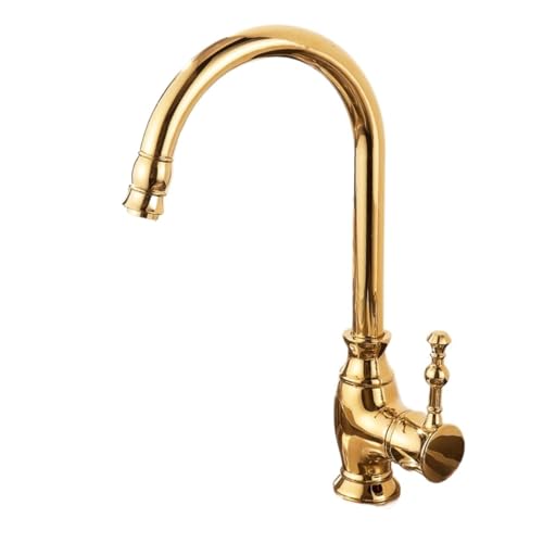 Vintage Messing Einhebel Küchenspüle Mischbatterie, Antike Schwenkauslauf Wasserhahn mit heißem und kaltem Wasser Vintage Messing Einhebel Küchenspüle Mischbatterie, Antike Schwenkauslauf Wasserhahn mit heißem und kaltem Wasser von POADGBCN